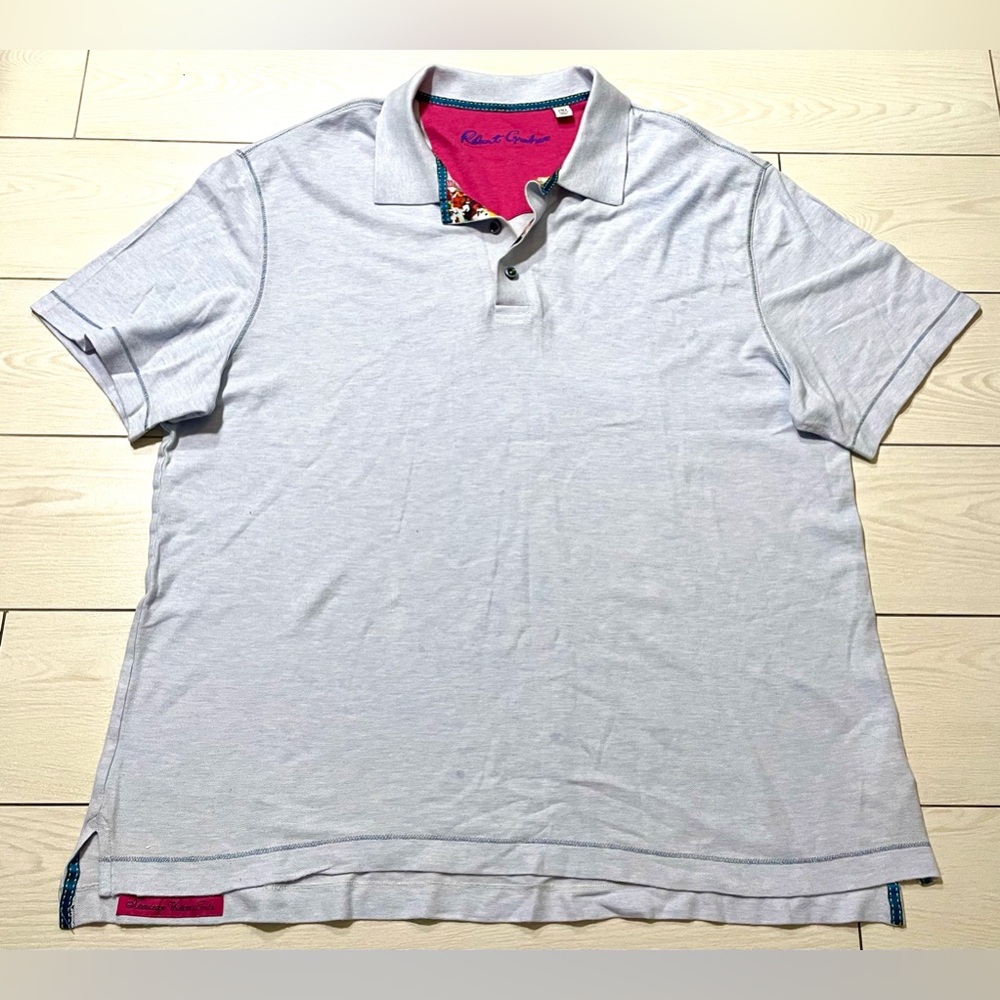 Robert Graham Polo Shirt Men's size XXL Blue Short‎ Sleeve Classic Fit